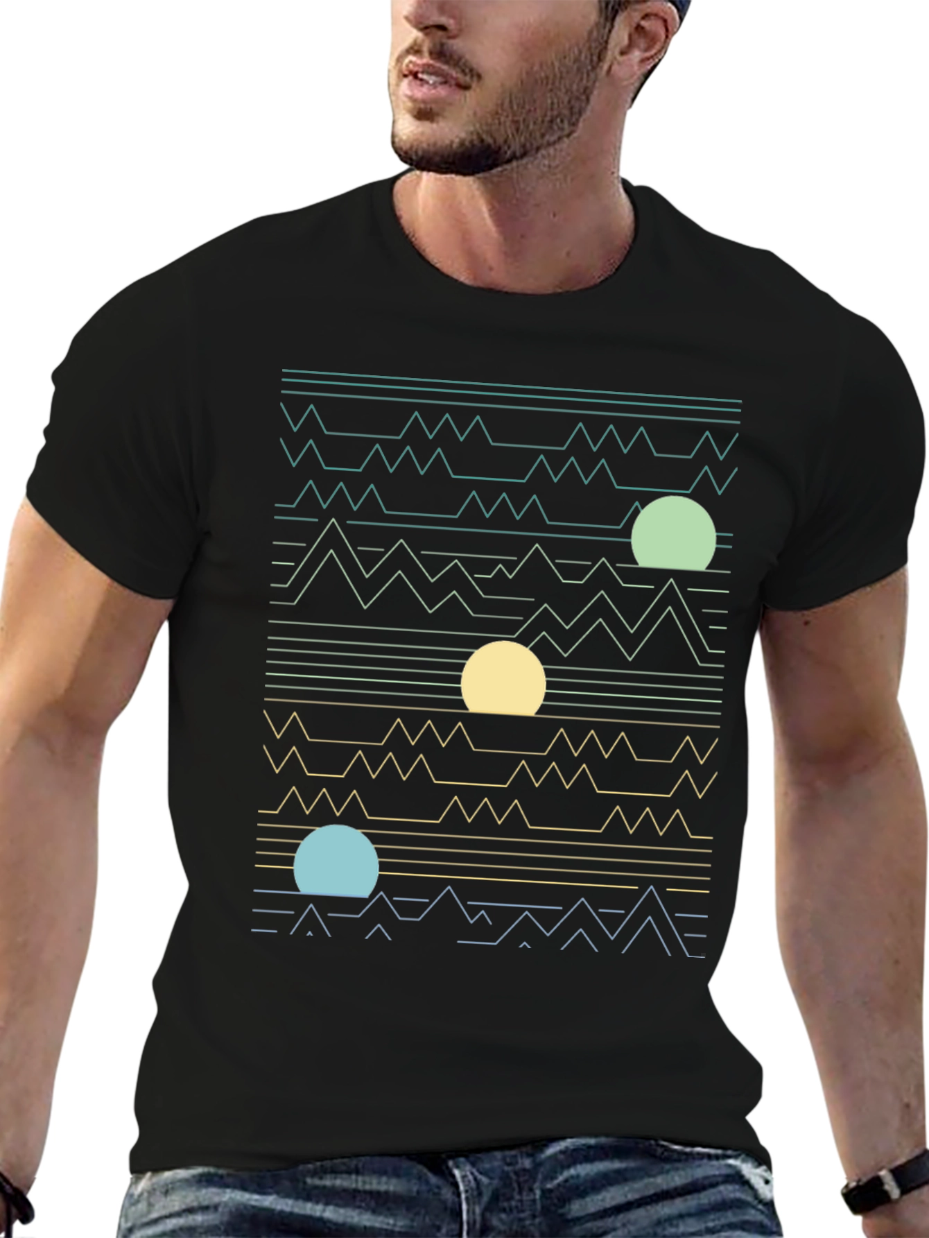 Abstract Landscape Graphic Tee - Stylish Mens Casual Wear