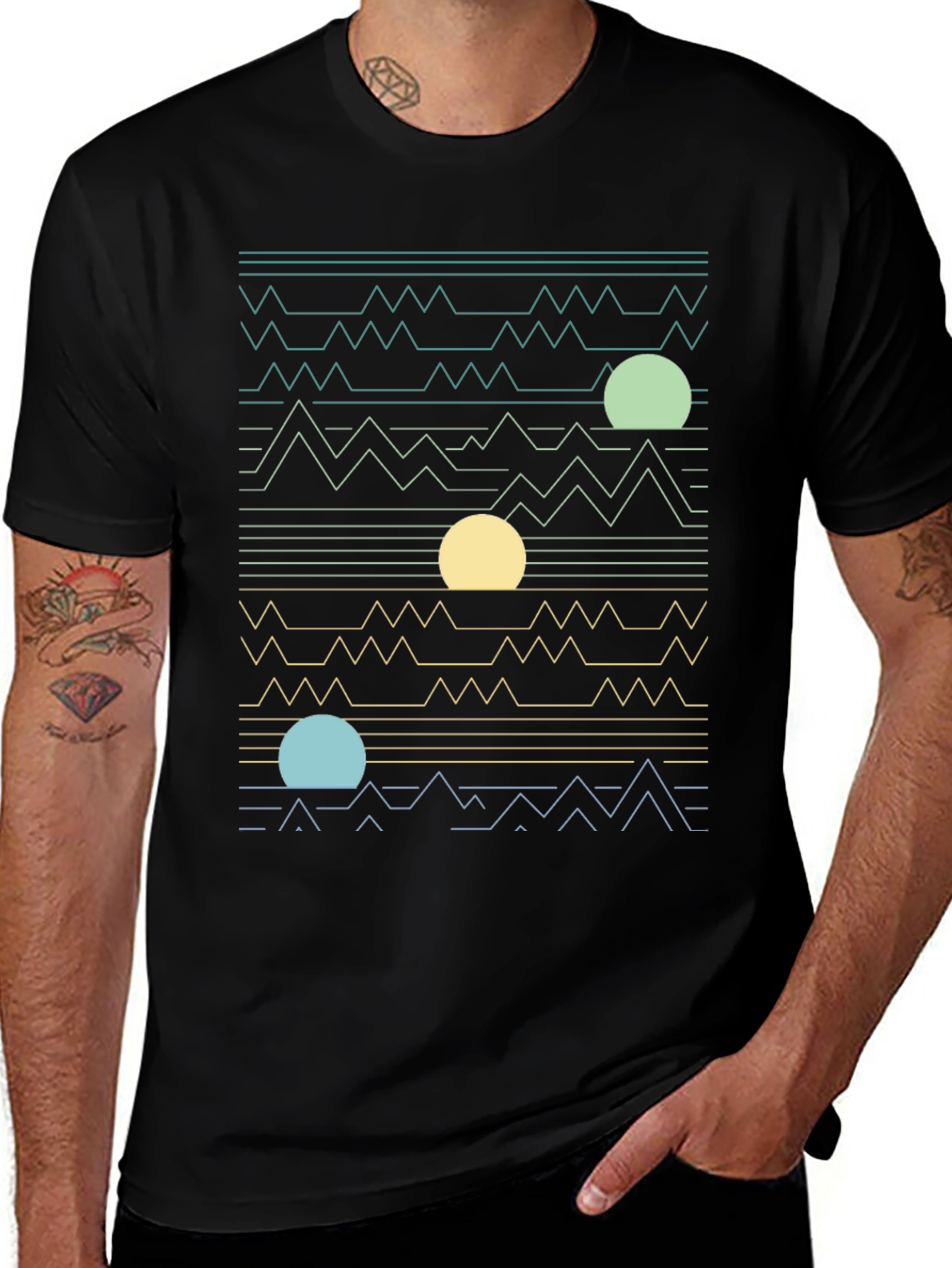 Abstract Landscape Graphic Tee - Stylish Mens Casual Wear