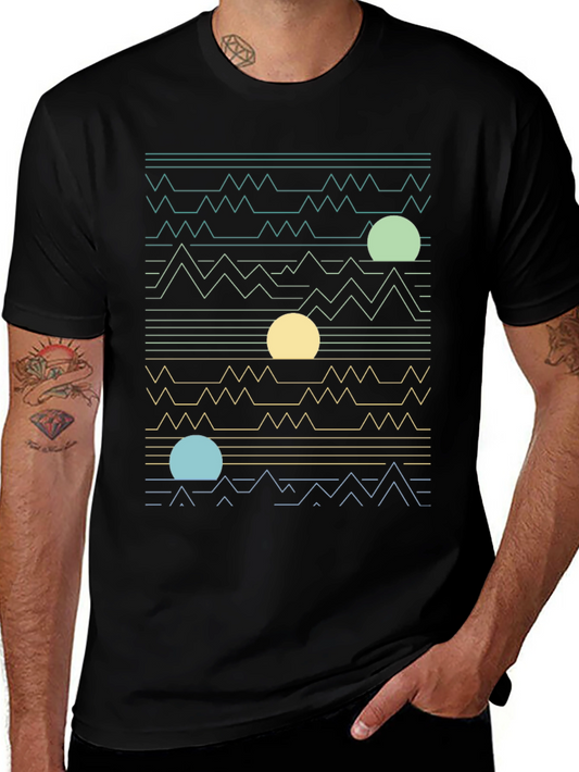 Abstract Landscape Graphic Tee - Stylish Mens Casual Wear