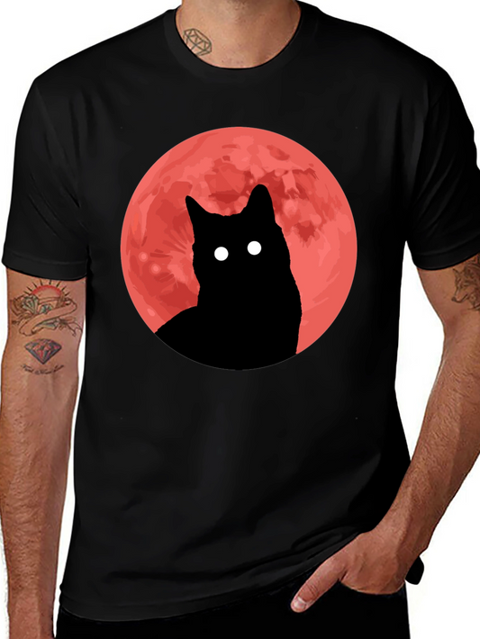 Black Cat Red Moon Graphic Tee