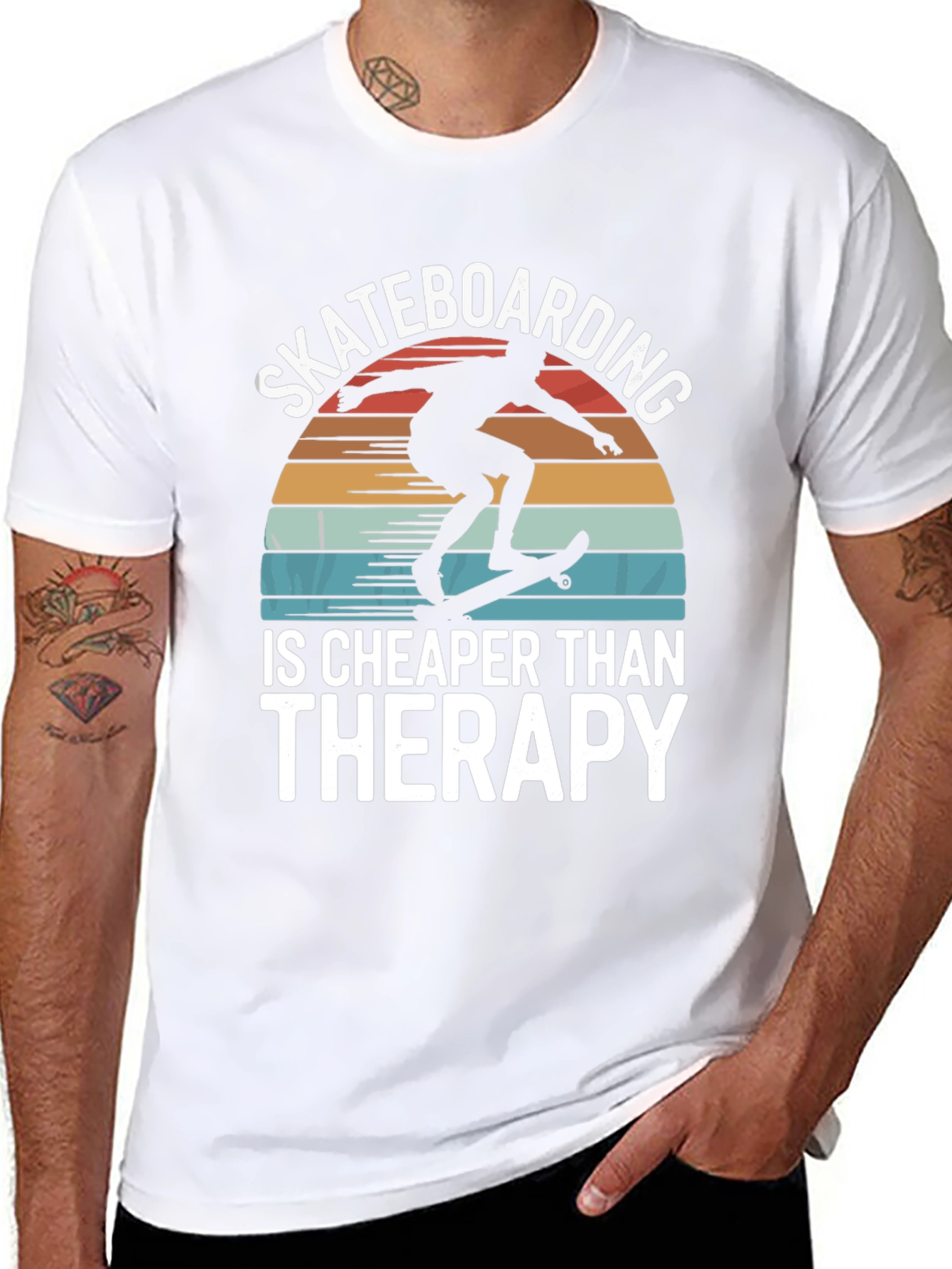 Skateboarding is Cheaper Than Therapy Graphic Tee