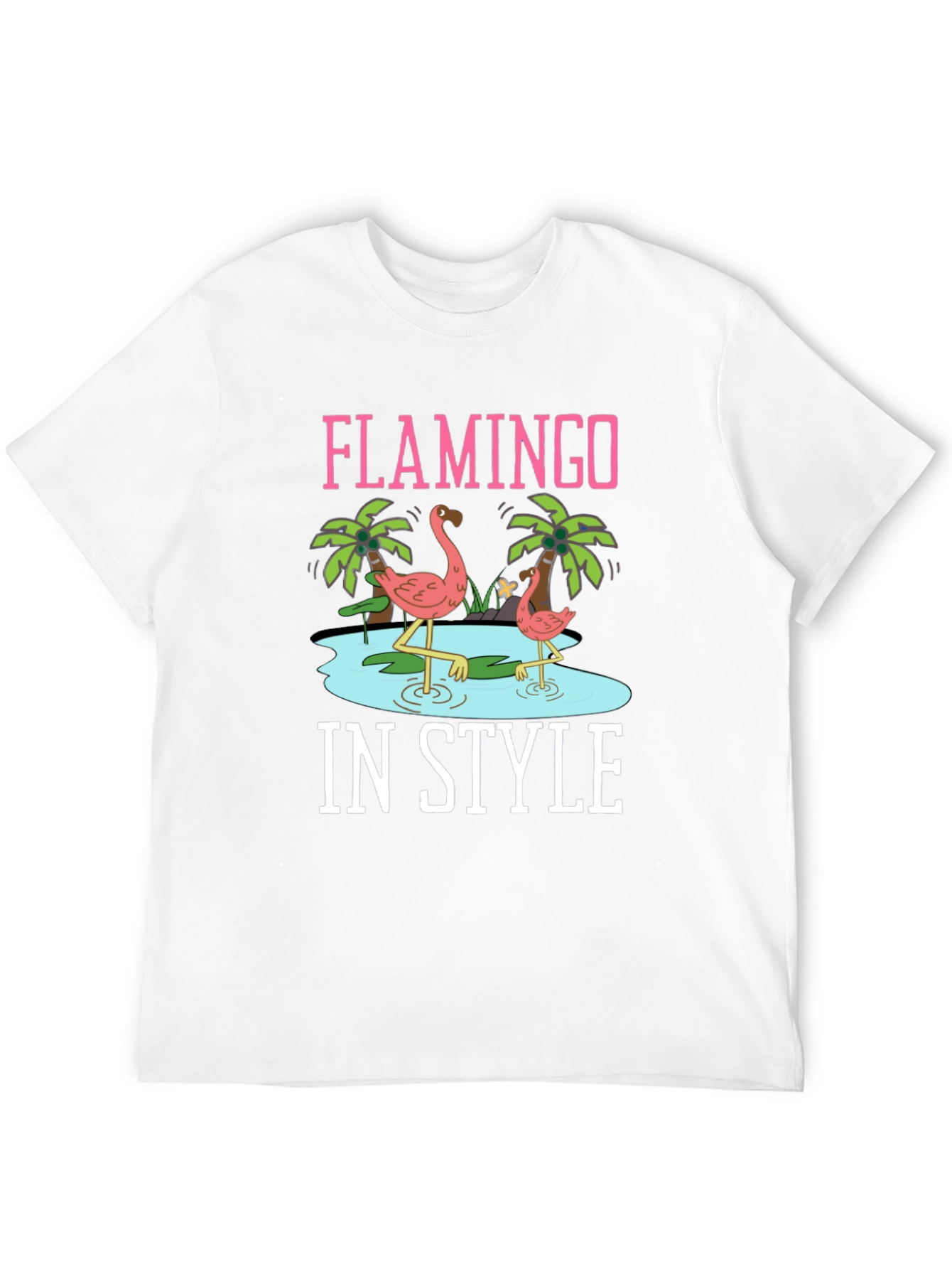 Flamingo In Style Black Graphic Tee
