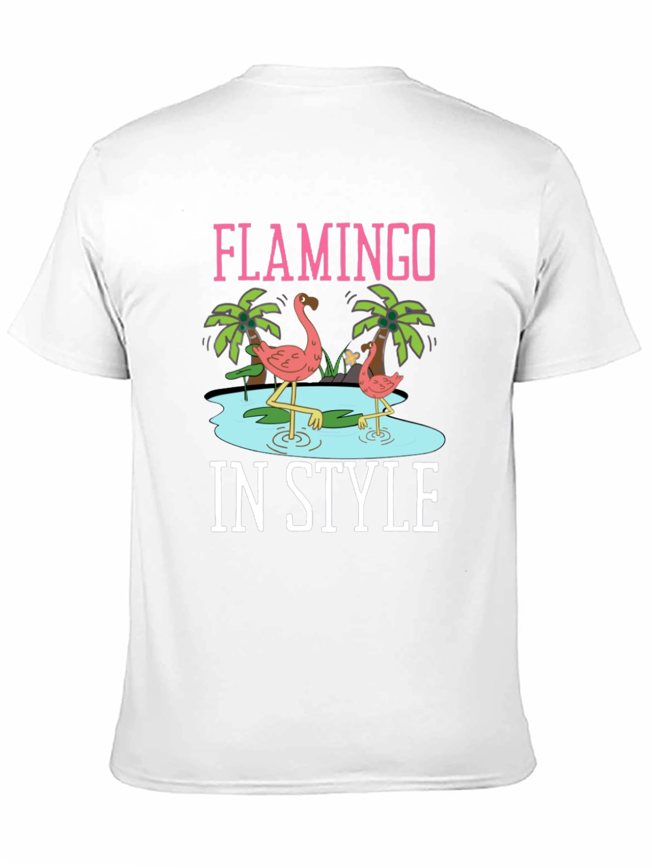 Flamingo In Style Black Graphic Tee