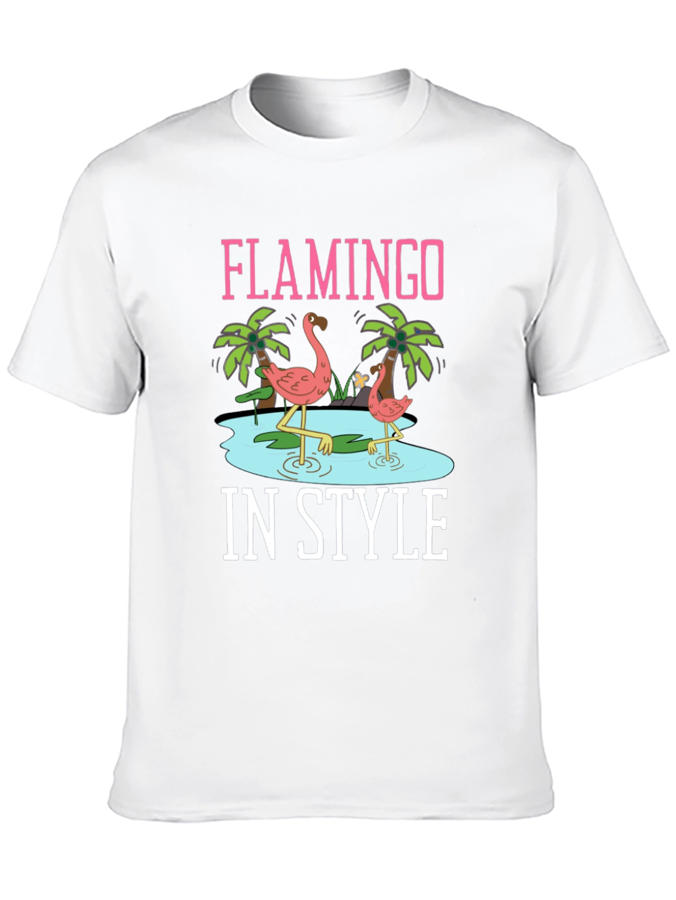 Flamingo In Style Black Graphic Tee