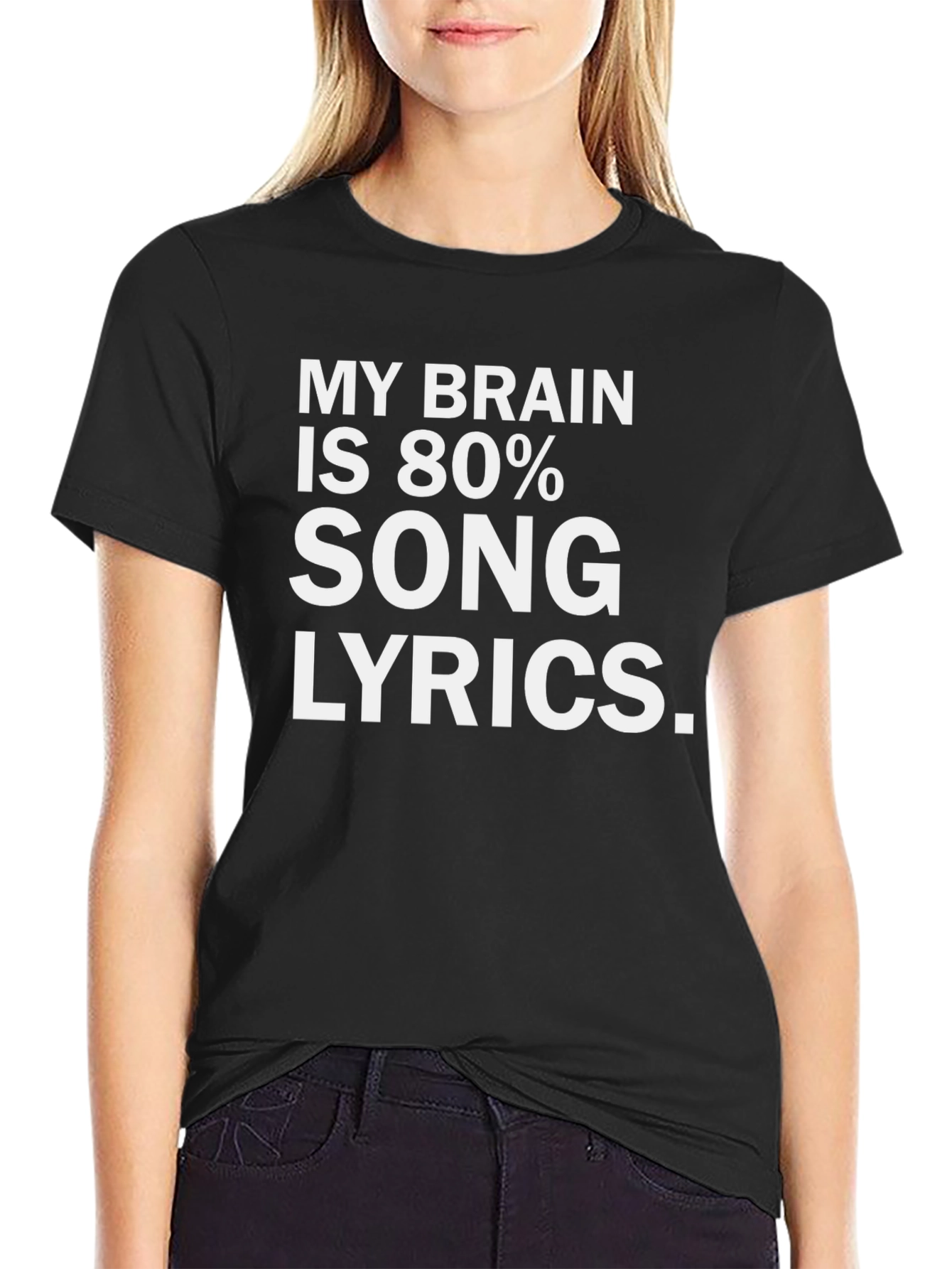 Song Lyrics Brain Tee - Novelty Graphic T-Shirt