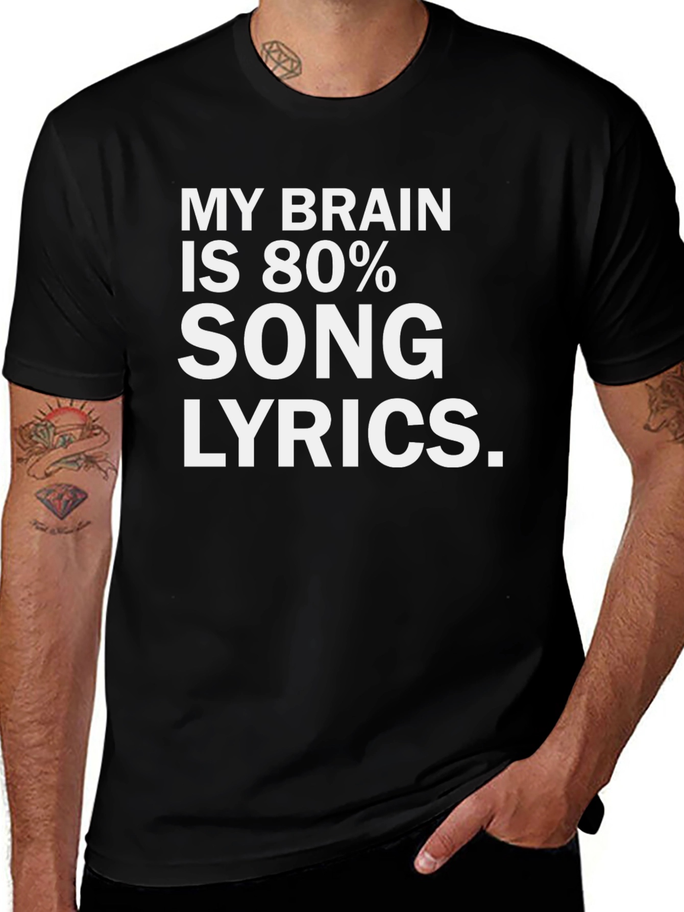 Song Lyrics Brain Tee - Novelty Graphic T-Shirt