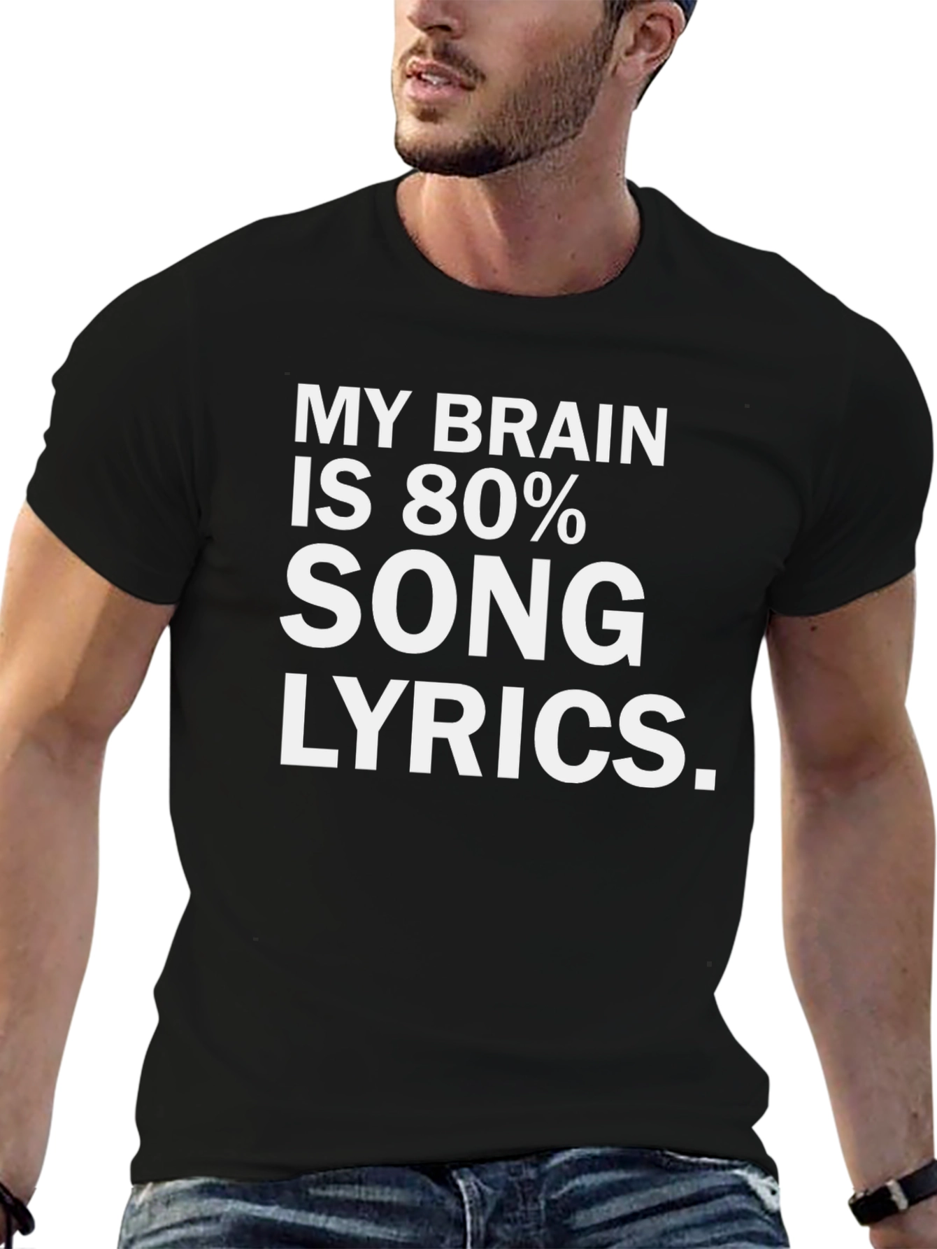 Song Lyrics Brain Tee - Novelty Graphic T-Shirt
