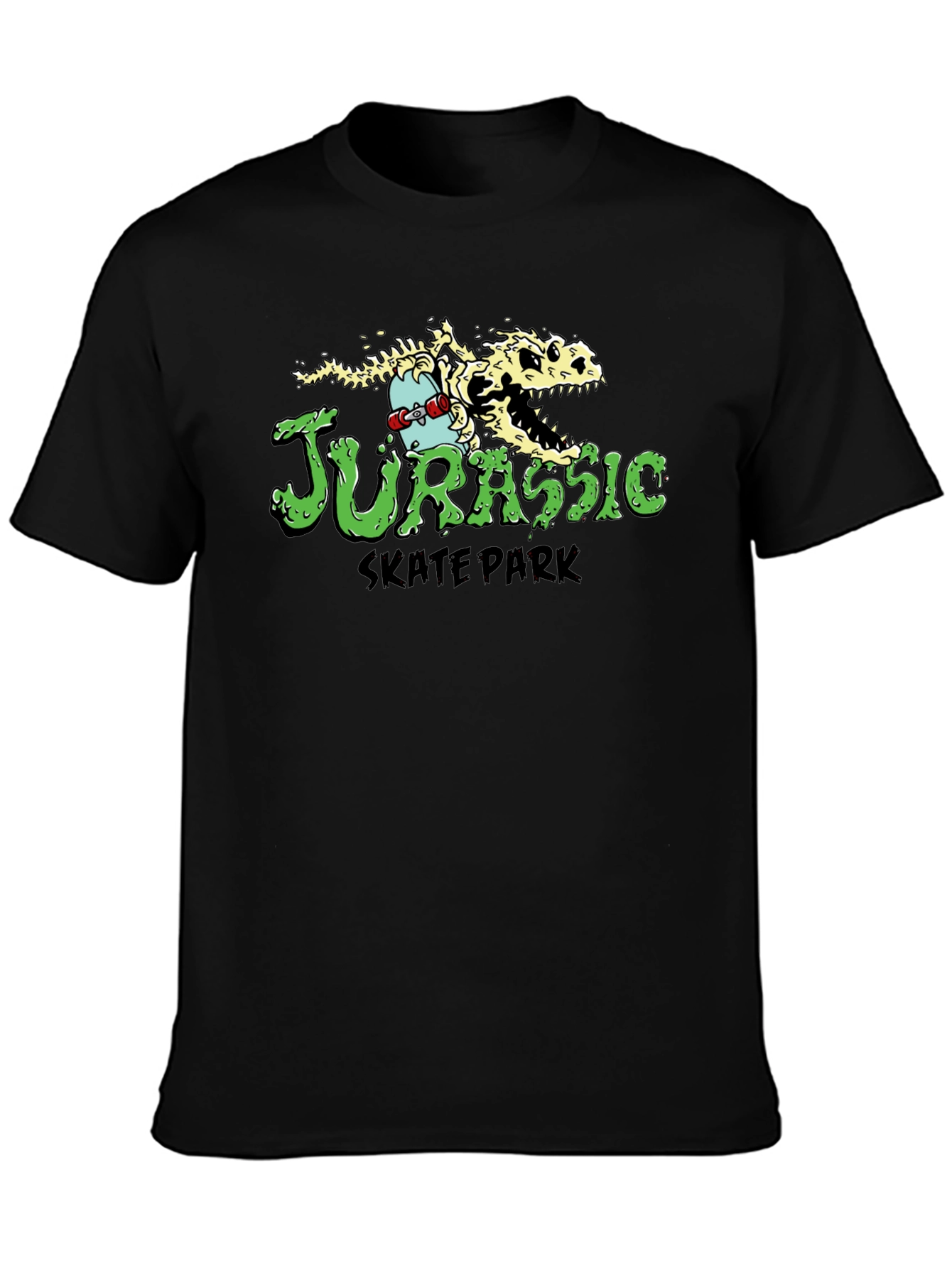 Jurassic Skate Park T-Shirt - Dinosaur Skeleton Skateboard Tee