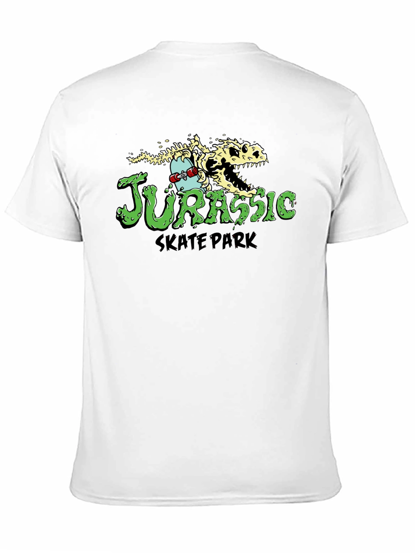 Jurassic Skate Park T-Shirt - Dinosaur Skeleton Skateboard Tee
