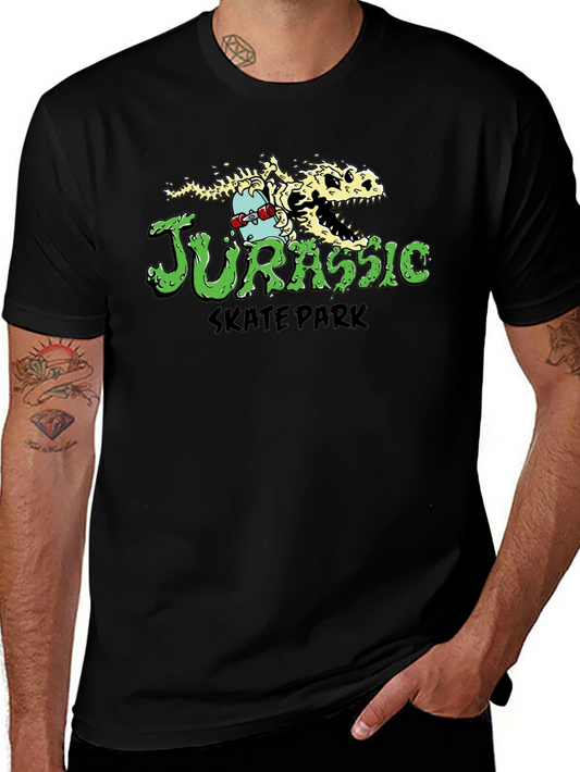 Jurassic Skate Park T-Shirt - Dinosaur Skeleton Skateboard Tee