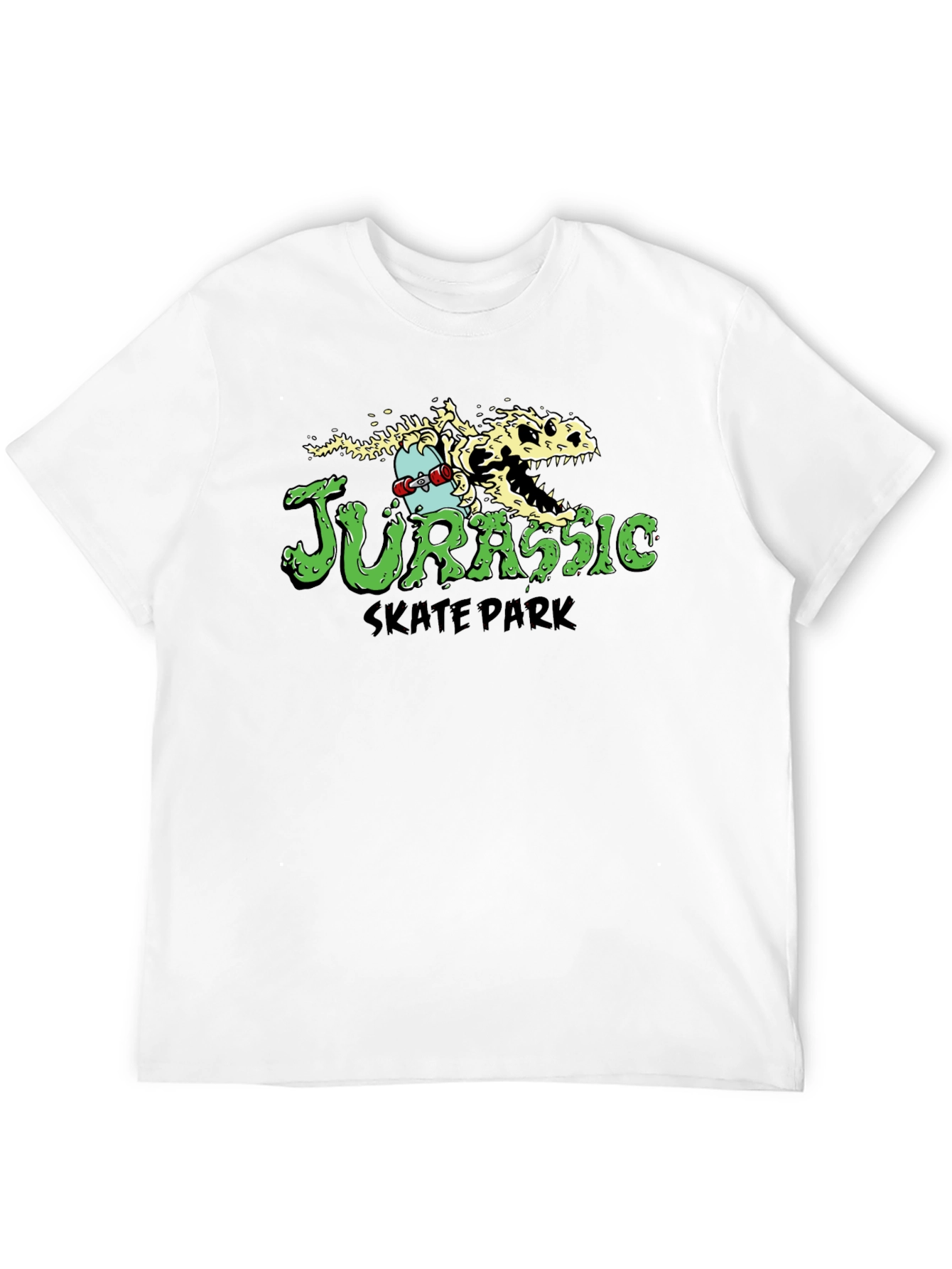 Jurassic Skate Park T-Shirt - Dinosaur Skeleton Skateboard Tee