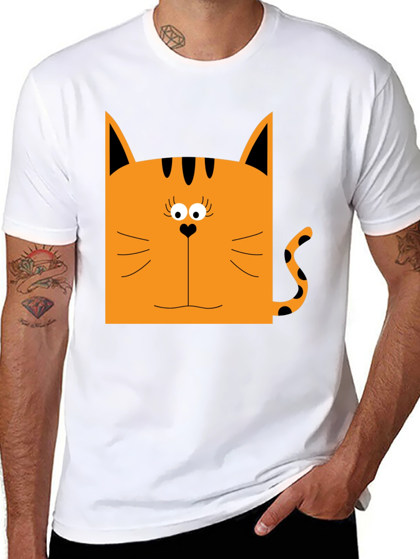 Funny Cat Graphic T-Shirt Black Cotton Tee