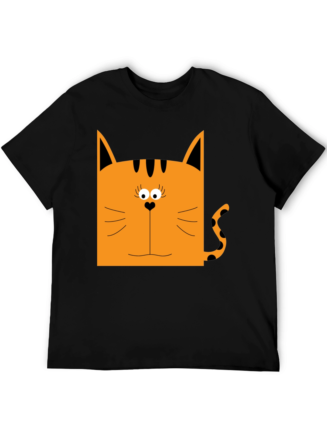Funny Cat Graphic T-Shirt Black Cotton Tee