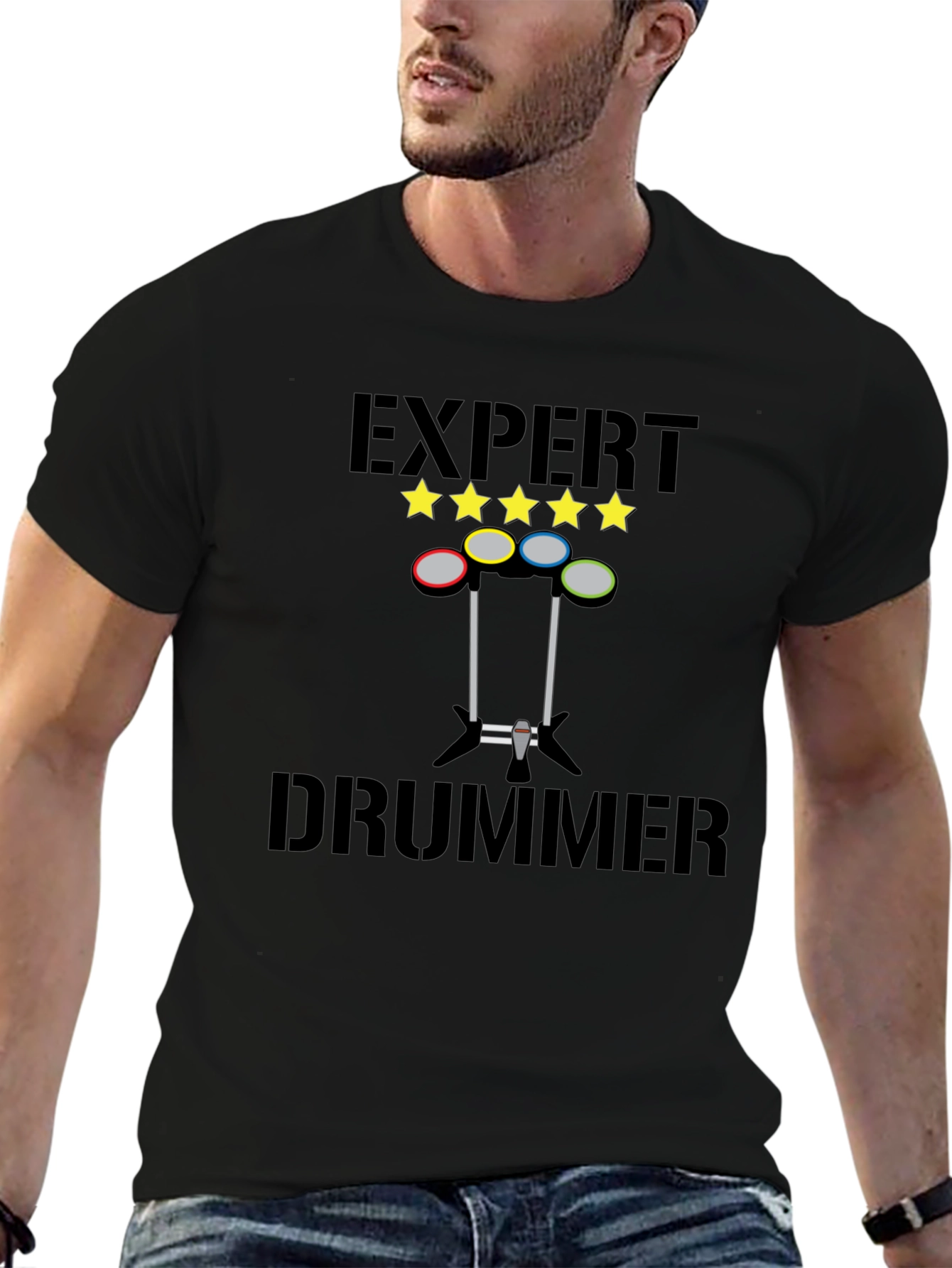 Expert Drummer Graphic T-Shirt - Black