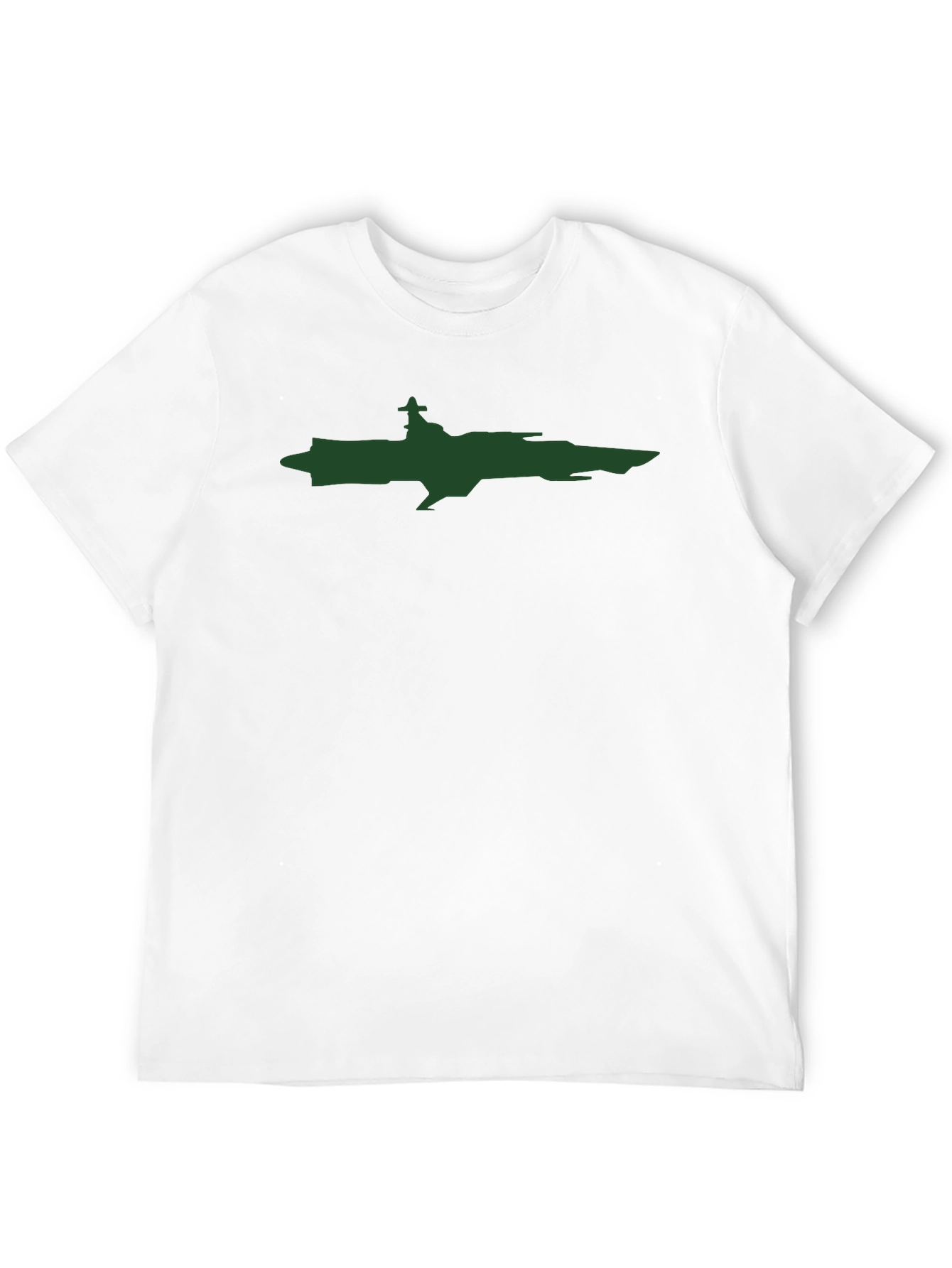 Cool Green Spaceship on Black T-Shirt