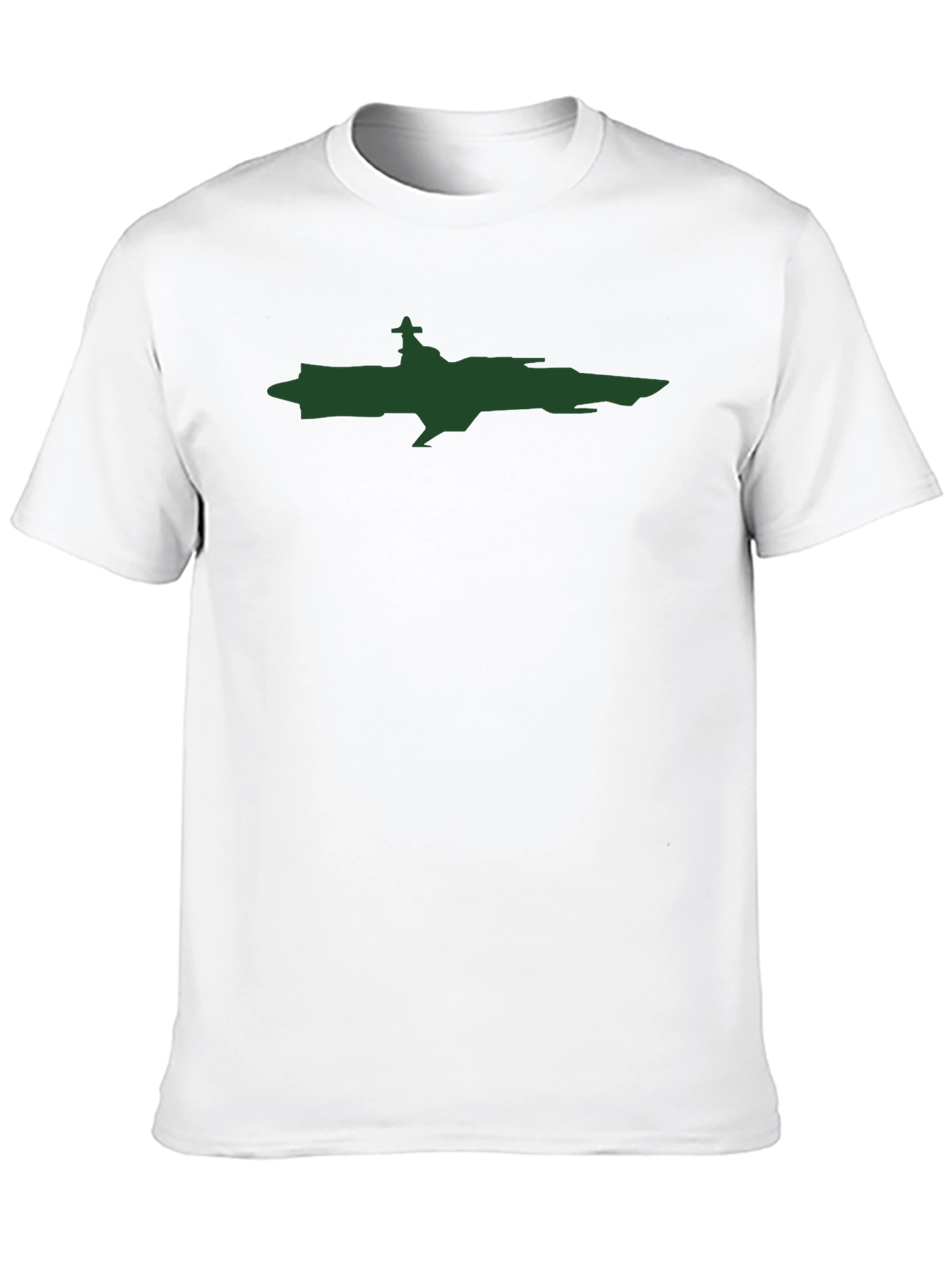 Cool Green Spaceship on Black T-Shirt