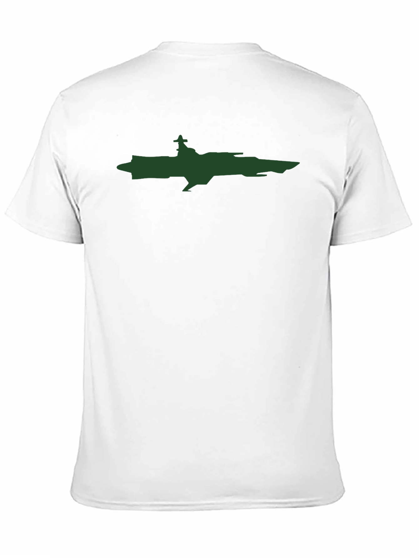 Cool Green Spaceship on Black T-Shirt