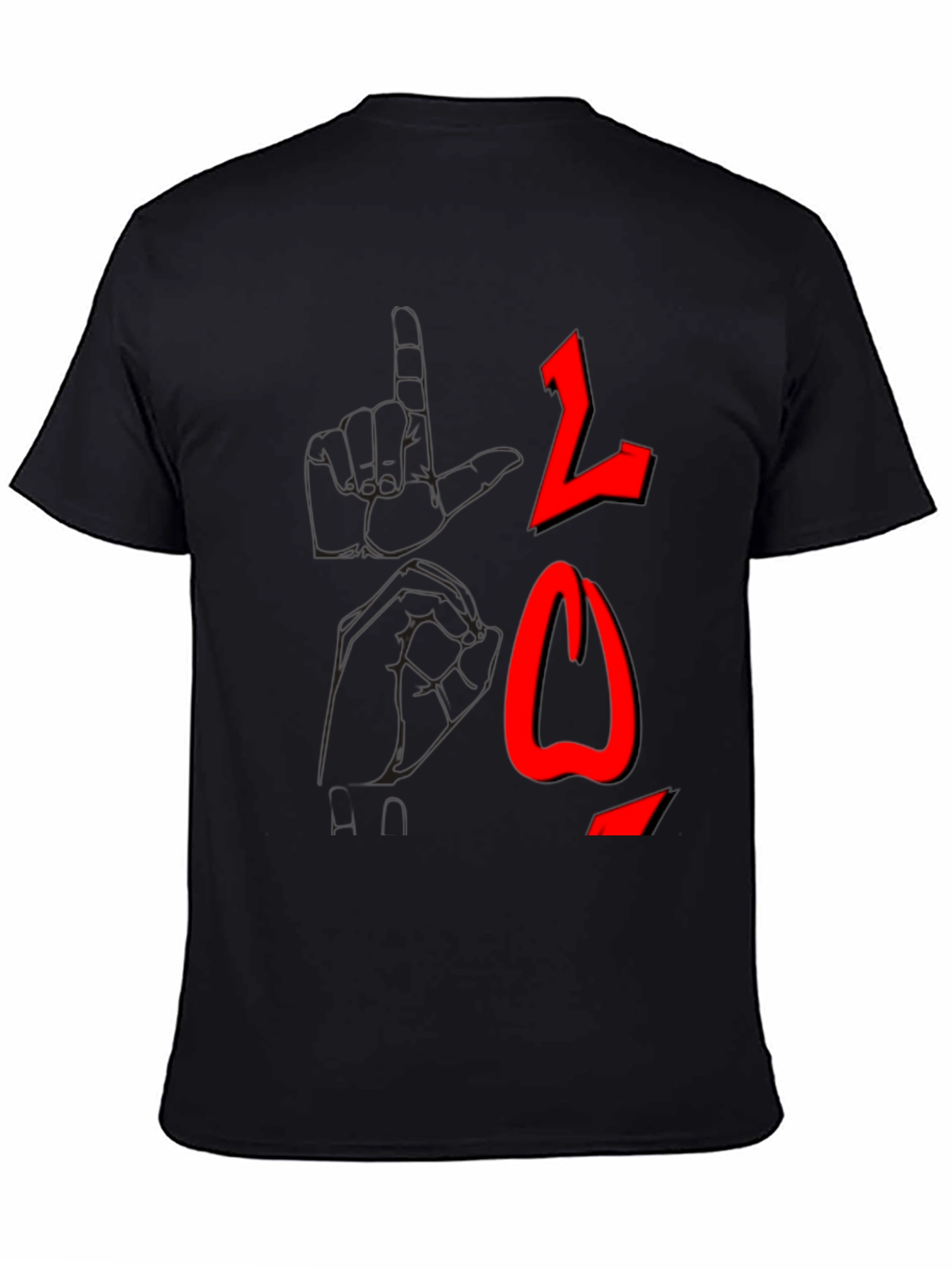 Black T-Shirt with Red Arabic Letter Graphic