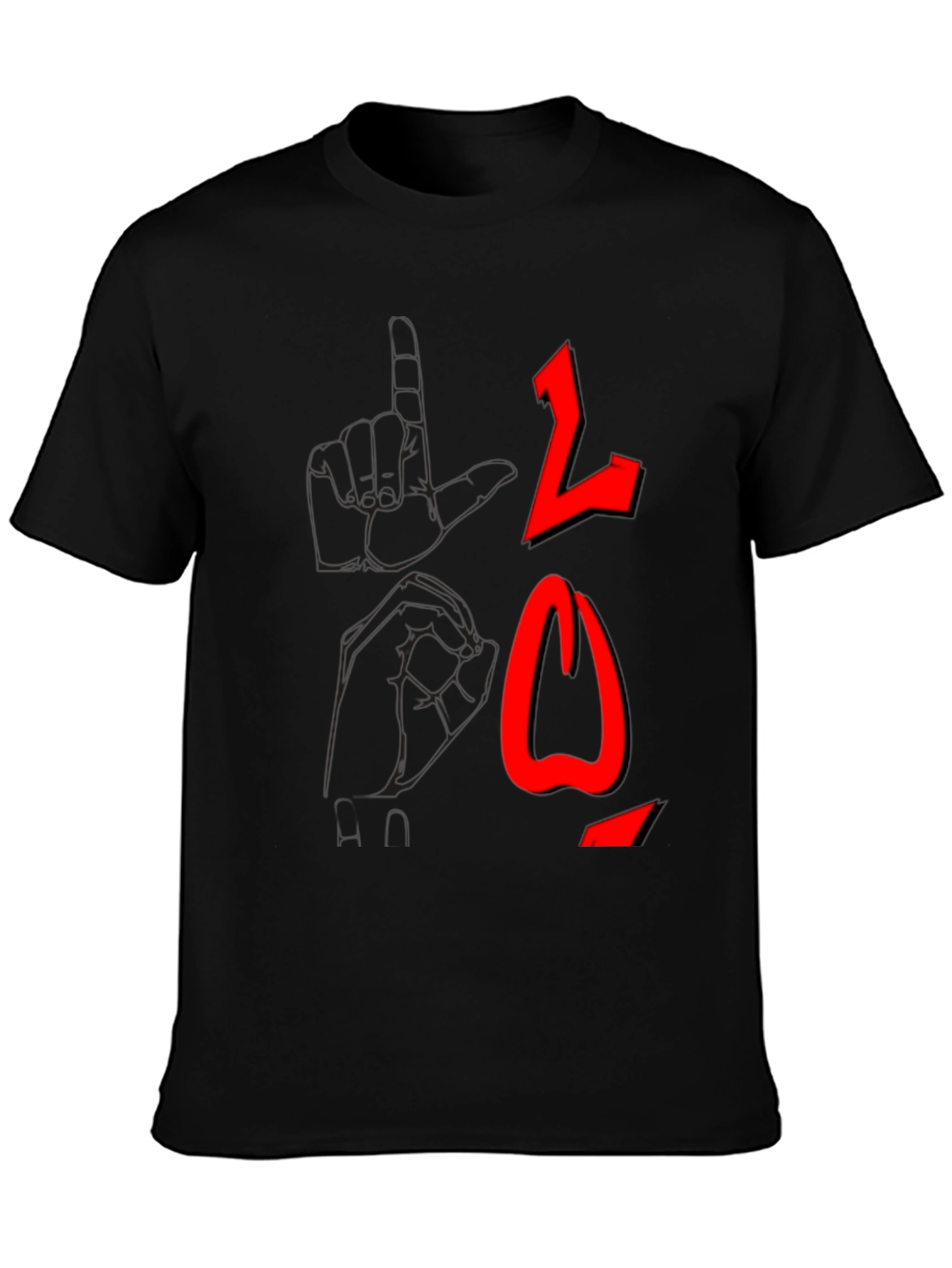 Black T-Shirt with Red Arabic Letter Graphic