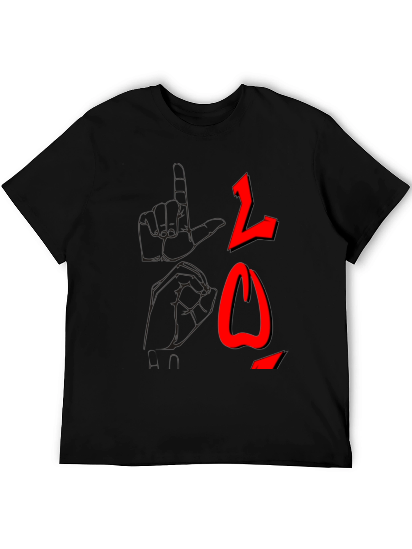 Black T-Shirt with Red Arabic Letter Graphic