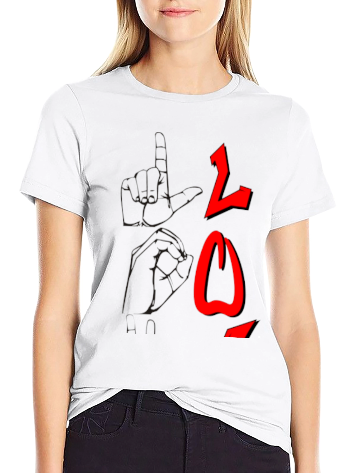 Black T-Shirt with Red Arabic Letter Graphic