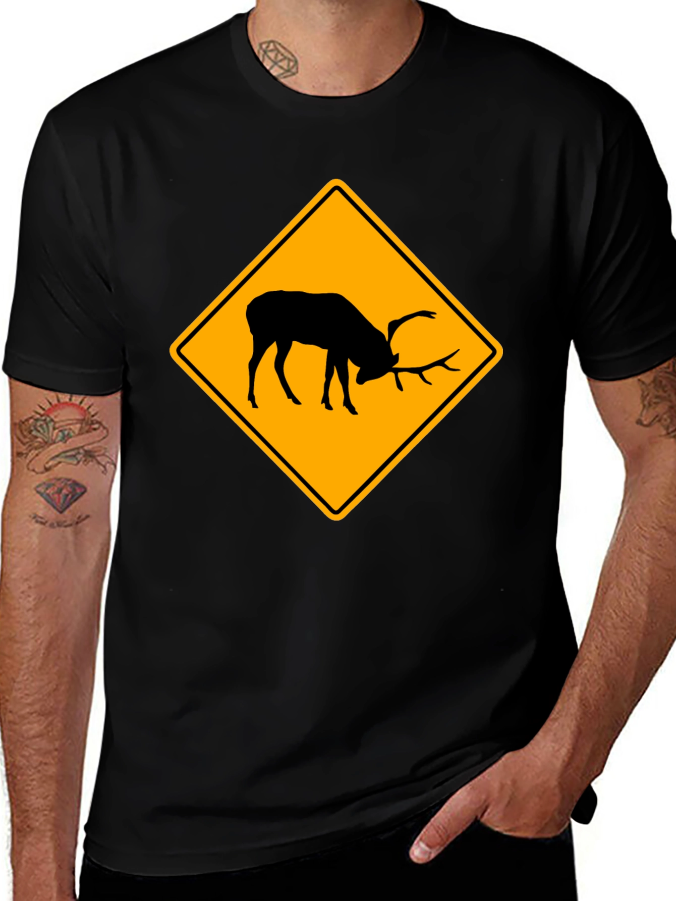Elk Crossing Black T-Shirt - Wildlife Tee