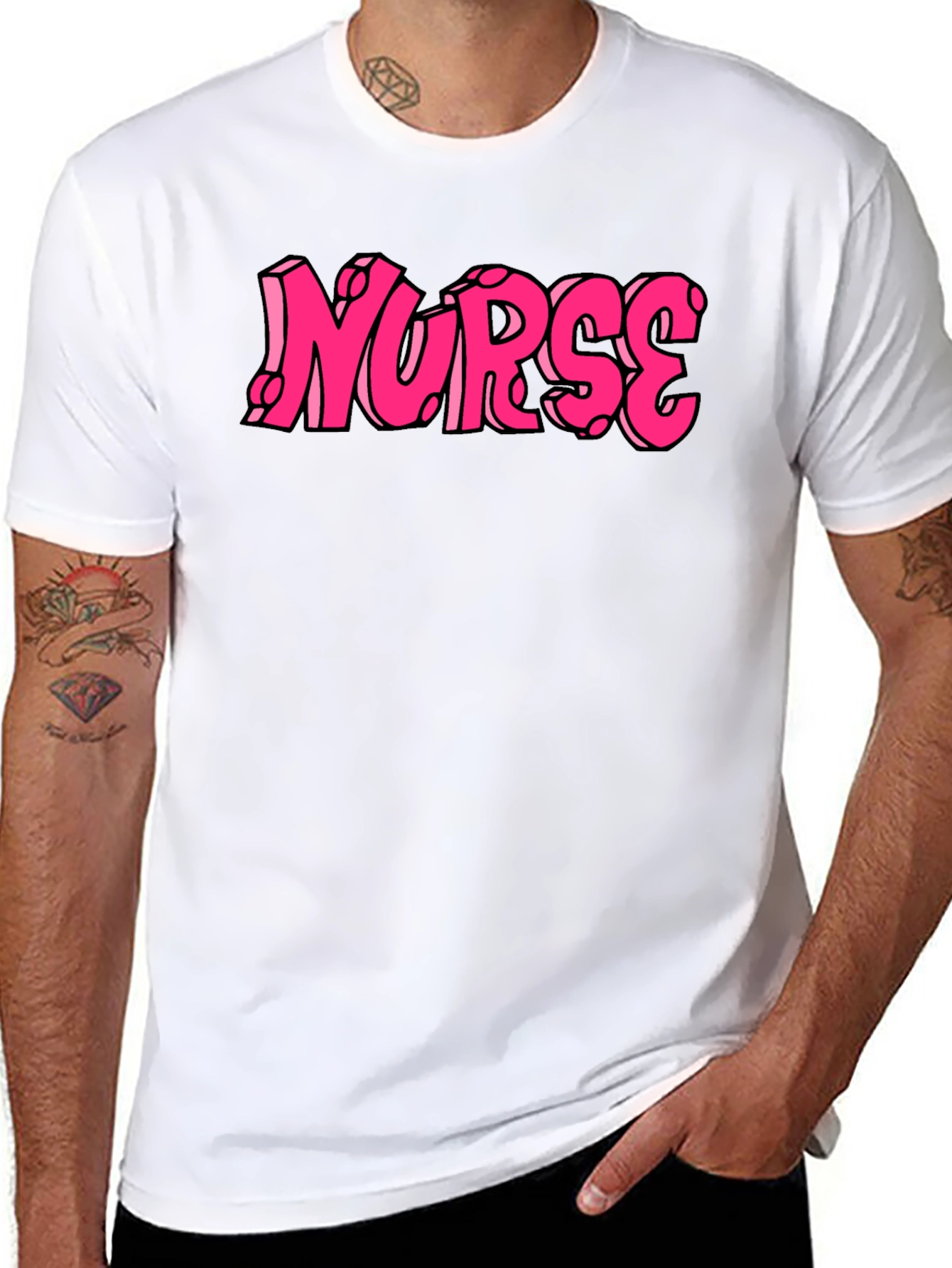 Nurse Pink Graphic Tee - Black Cotton T-Shirt