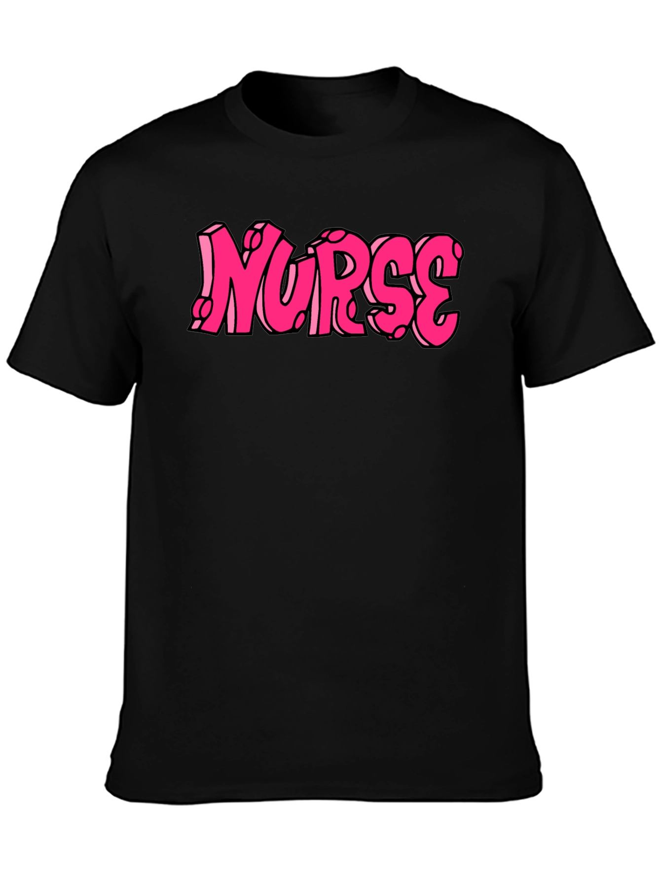 Nurse Pink Graphic Tee - Black Cotton T-Shirt