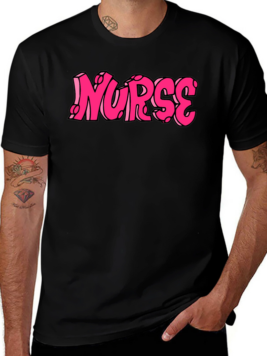 Nurse Pink Graphic Tee - Black Cotton T-Shirt