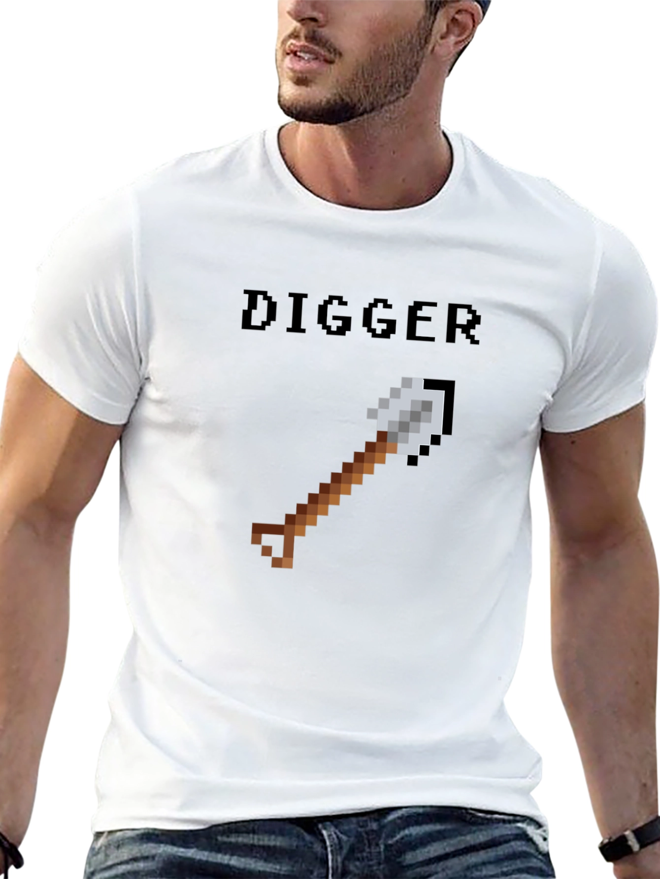 Digger Pixel Art T-Shirt - Black Casual Tee