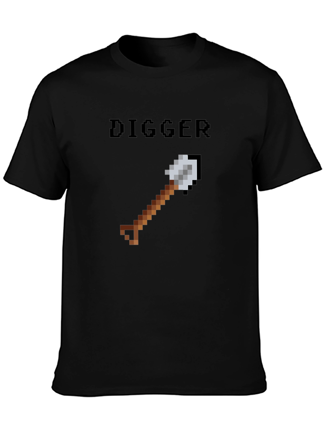 Digger Pixel Art T-Shirt - Black Casual Tee