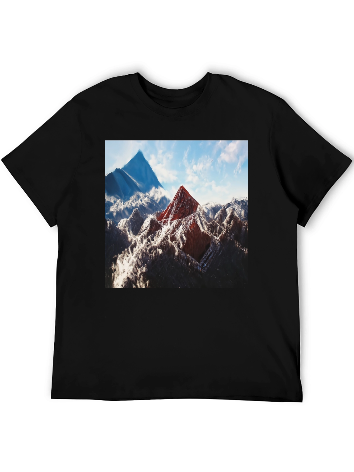 Mountain Peak Graphic Tee - Black Cotton Blend