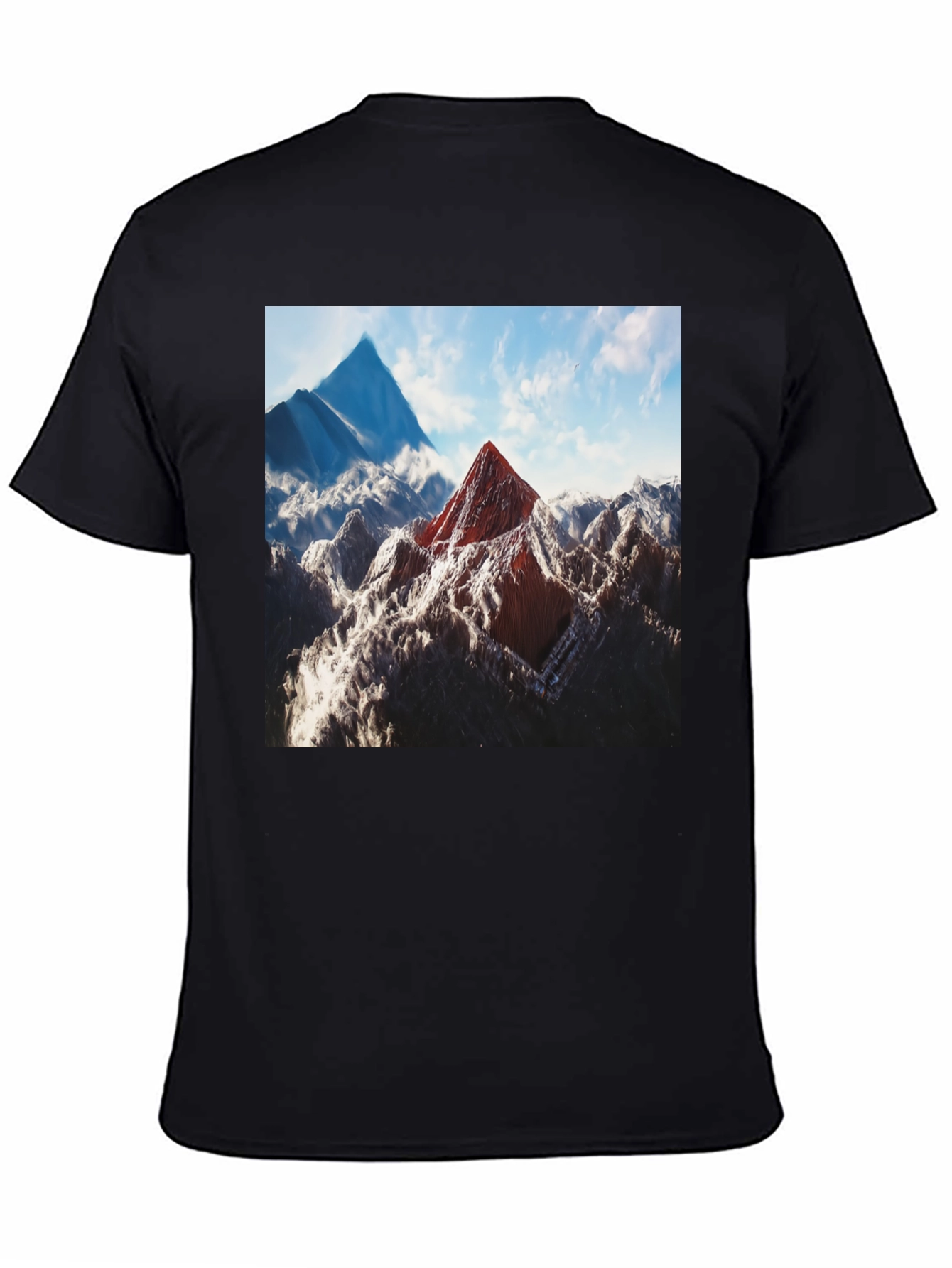 Mountain Peak Graphic Tee - Black Cotton Blend