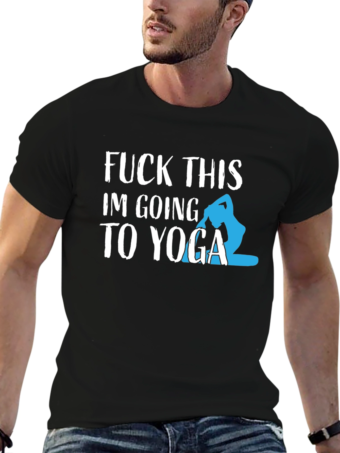 Funny Yoga Graphic Tee - Mens Black T-Shirt