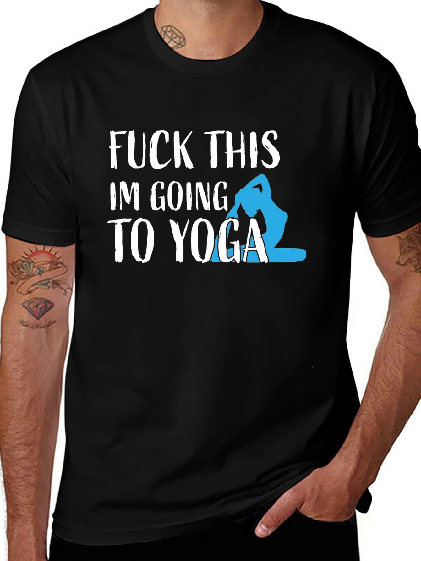 Funny Yoga Graphic Tee - Mens Black T-Shirt