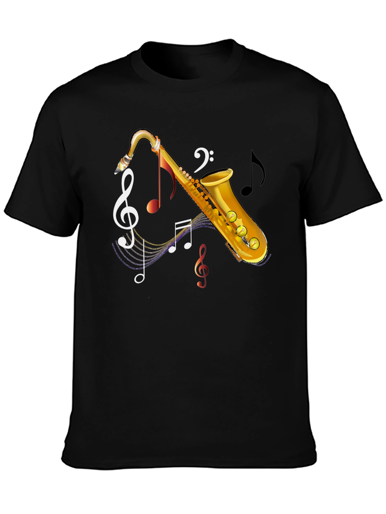 Saxophone Music Notes Graphic T-Shirt