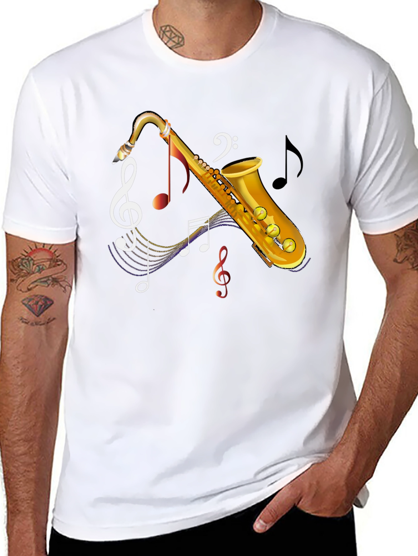 Saxophone Music Notes Graphic T-Shirt