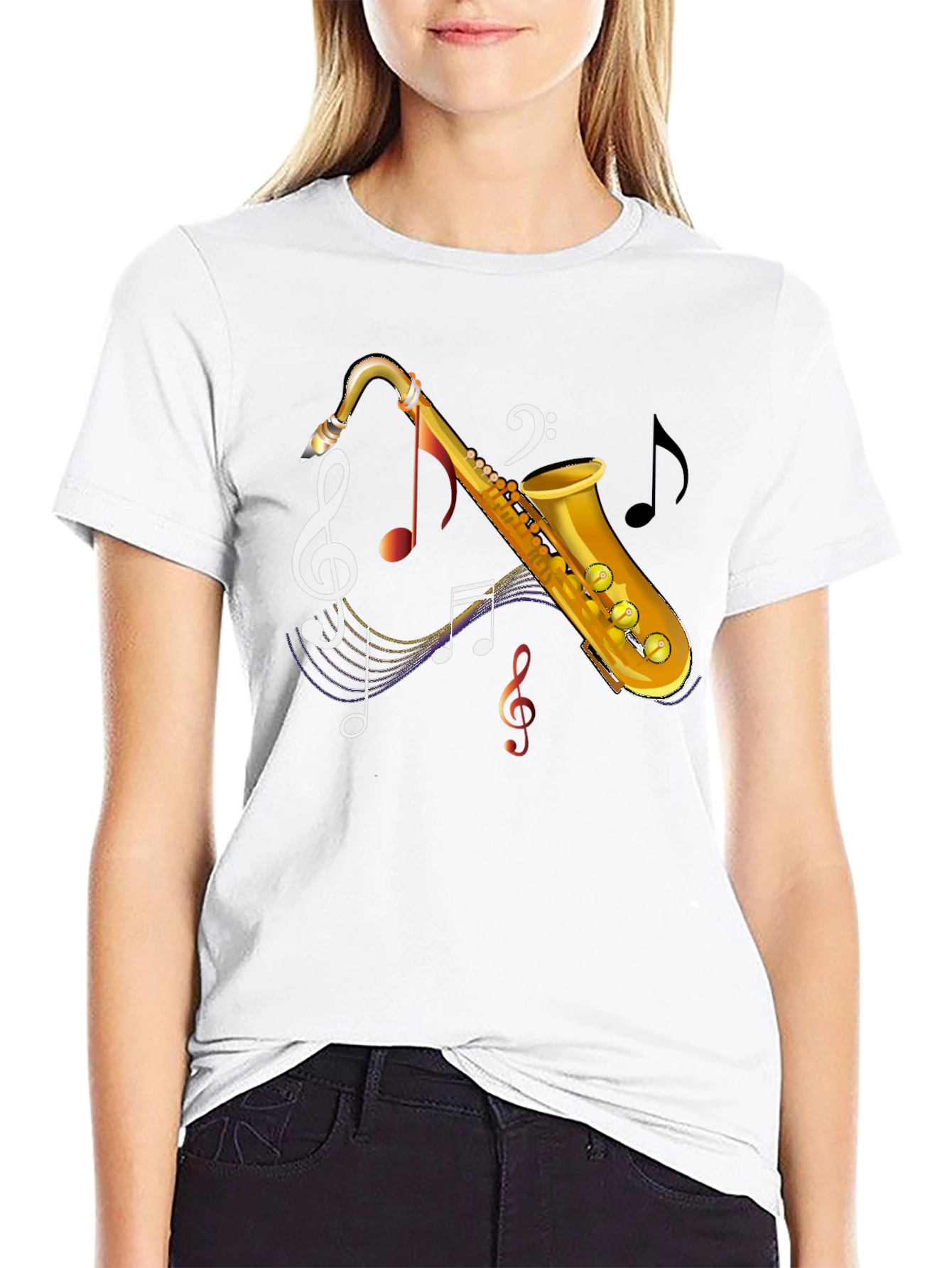 Saxophone Music Notes Graphic T-Shirt