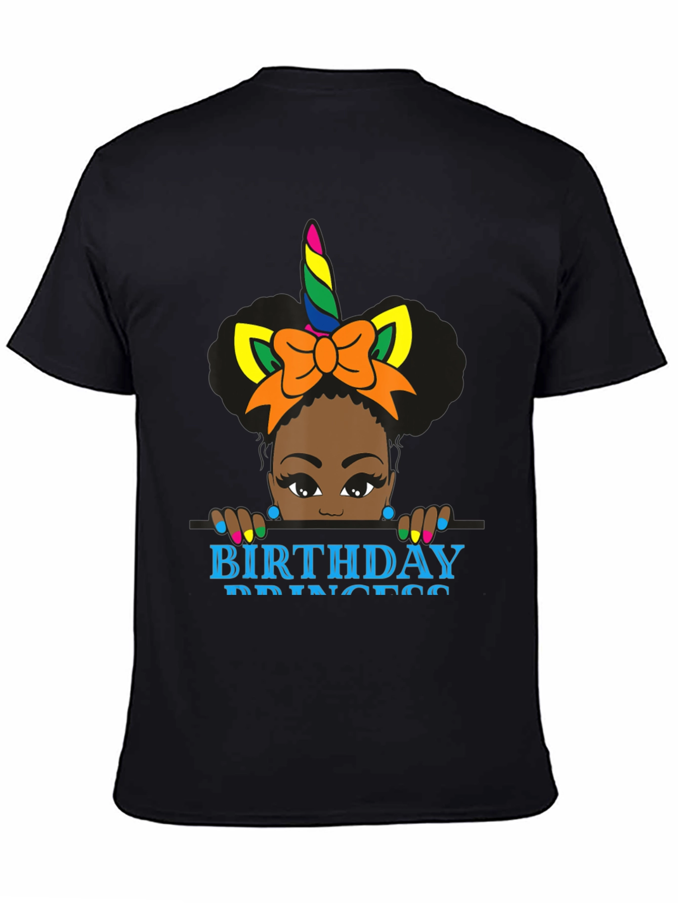 Birthday Princess Unicorn Black T-Shirt
