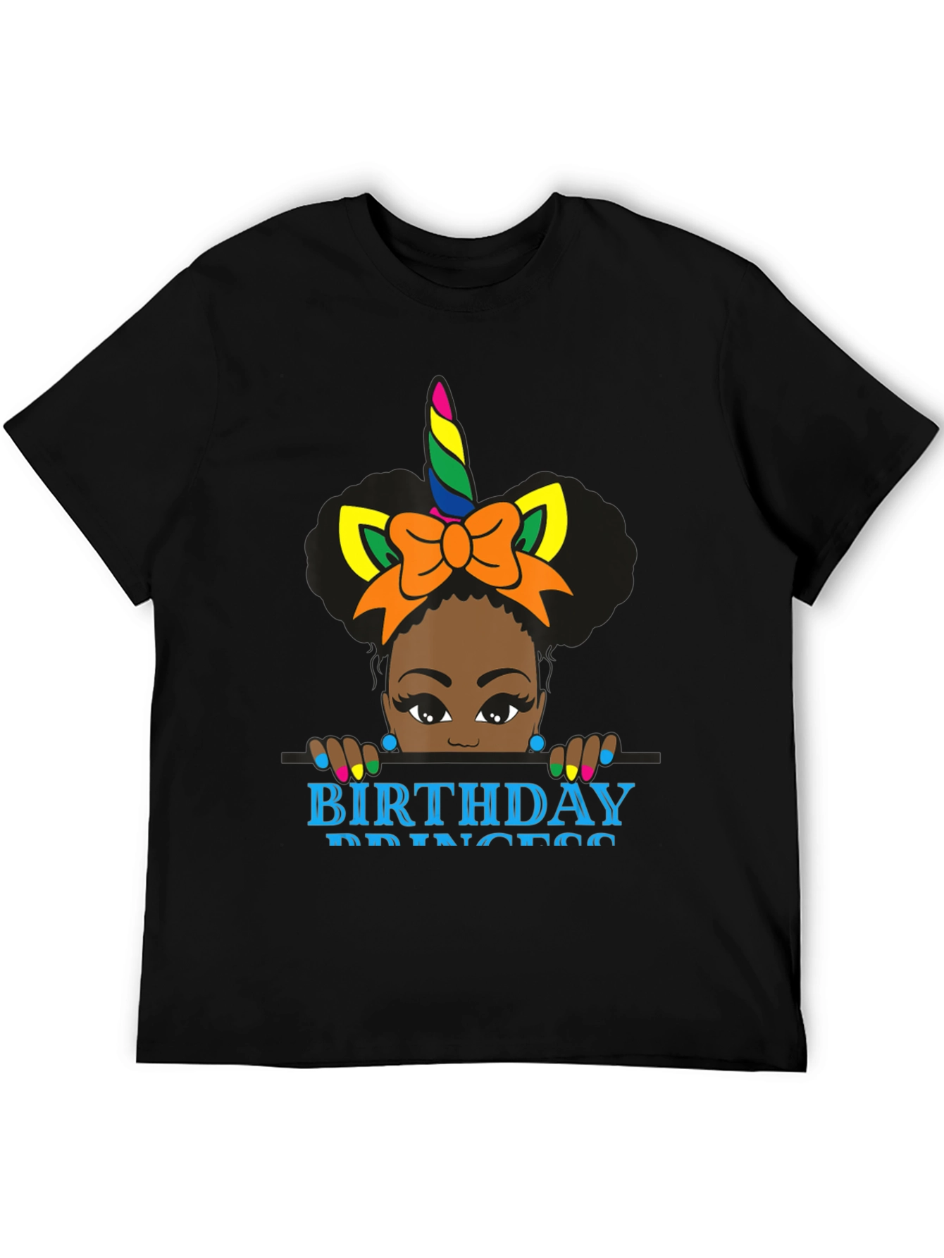 Birthday Princess Unicorn Black T-Shirt