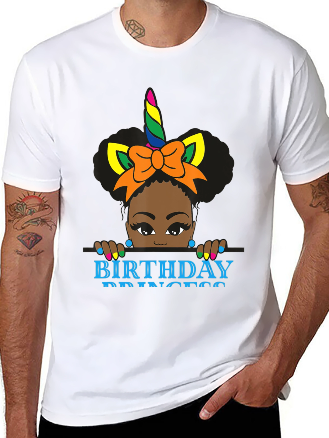 Birthday Princess Unicorn Black T-Shirt