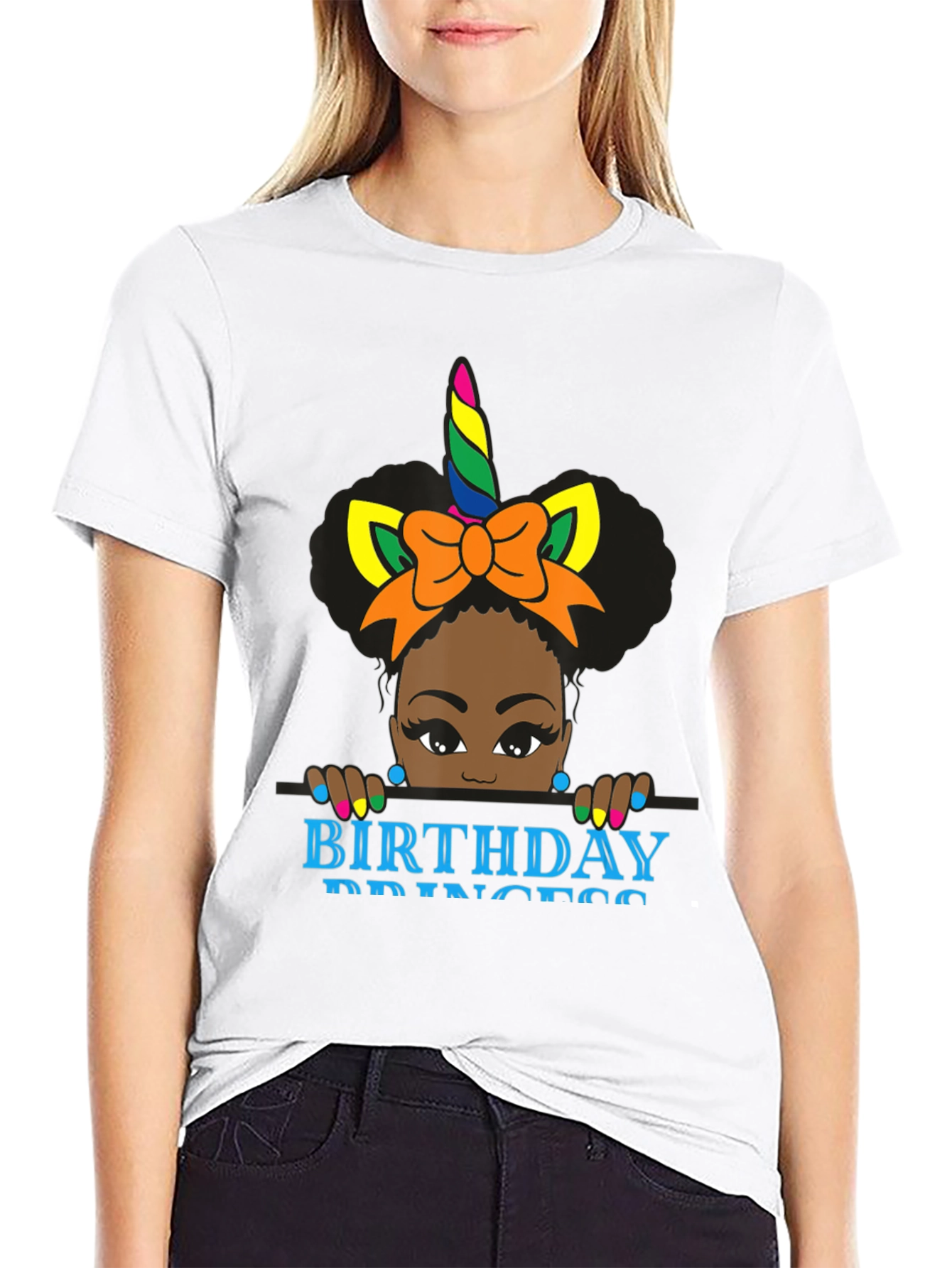 Birthday Princess Unicorn Black T-Shirt