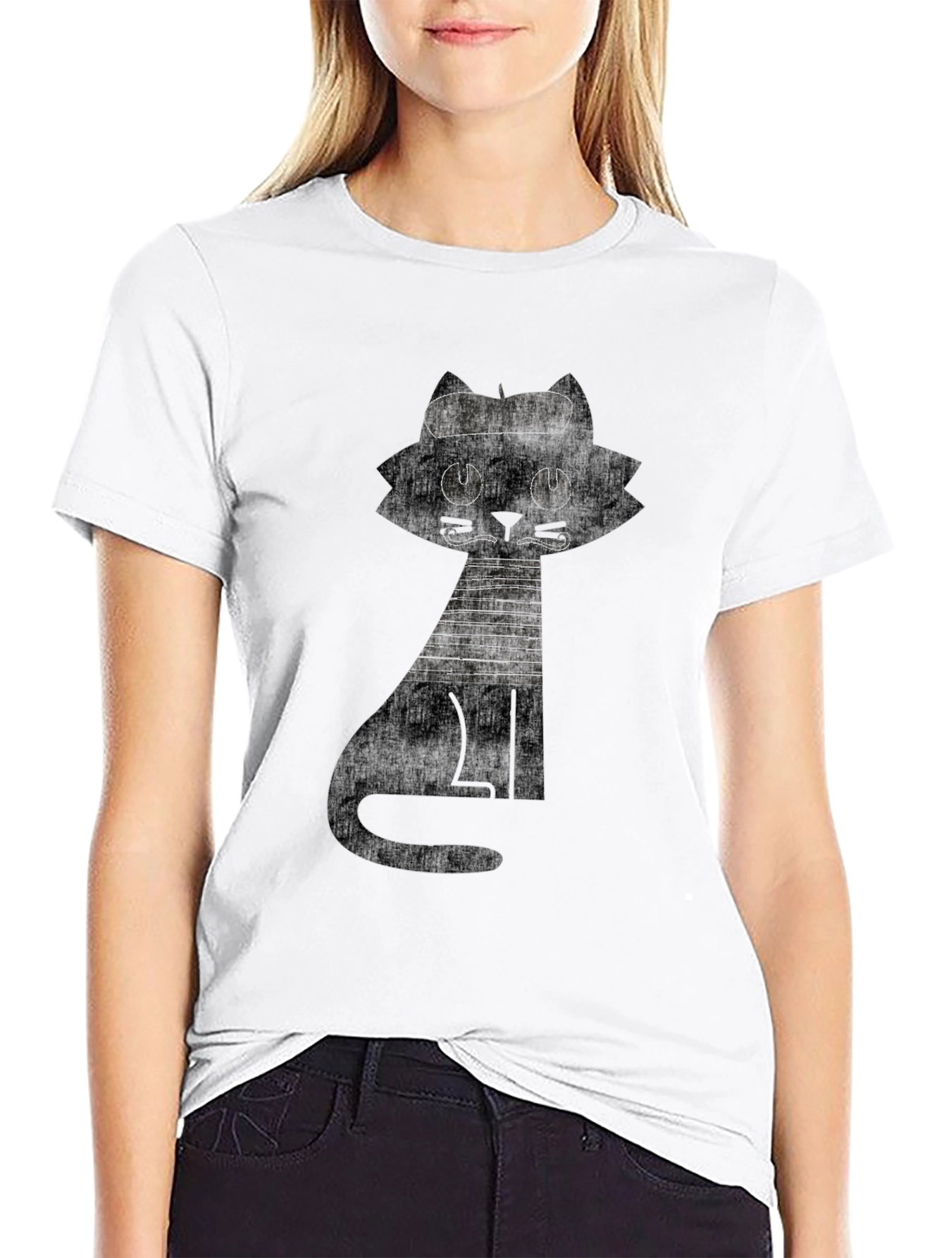 Black Cat Graphic Tee - Unique Design