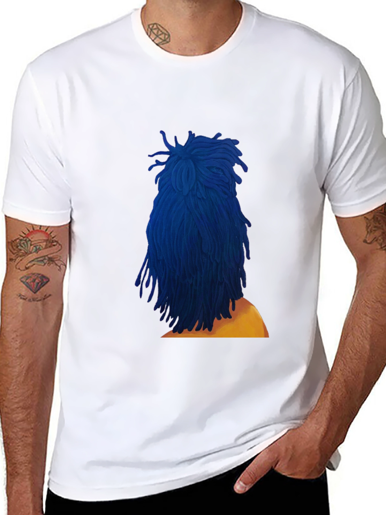Blue Dreadlocks Graphic T-Shirt - Stylish & Unique