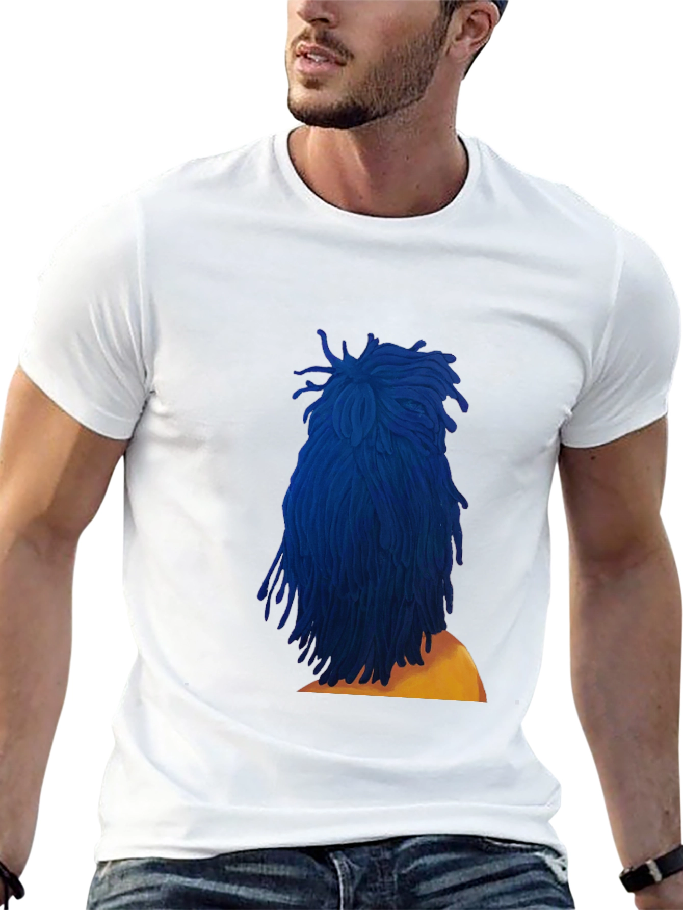 Blue Dreadlocks Graphic T-Shirt - Stylish & Unique
