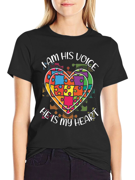 Autism Awareness T-Shirt: I Am His Voice He Is My Heart