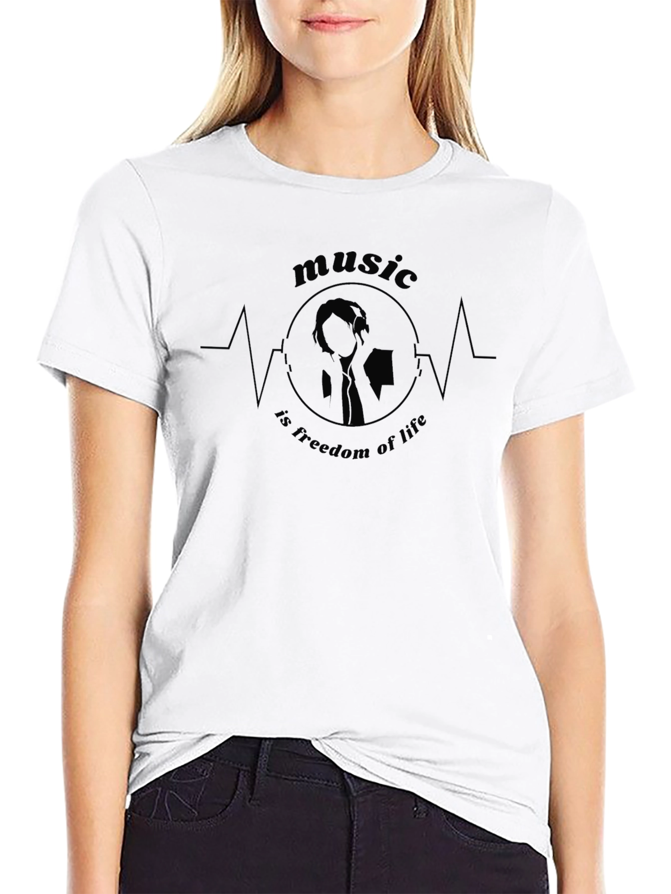 Music is Freedom of Life Black T-Shirt