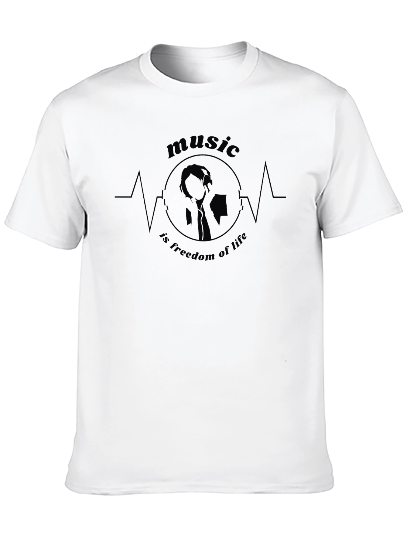 Music is Freedom of Life Black T-Shirt