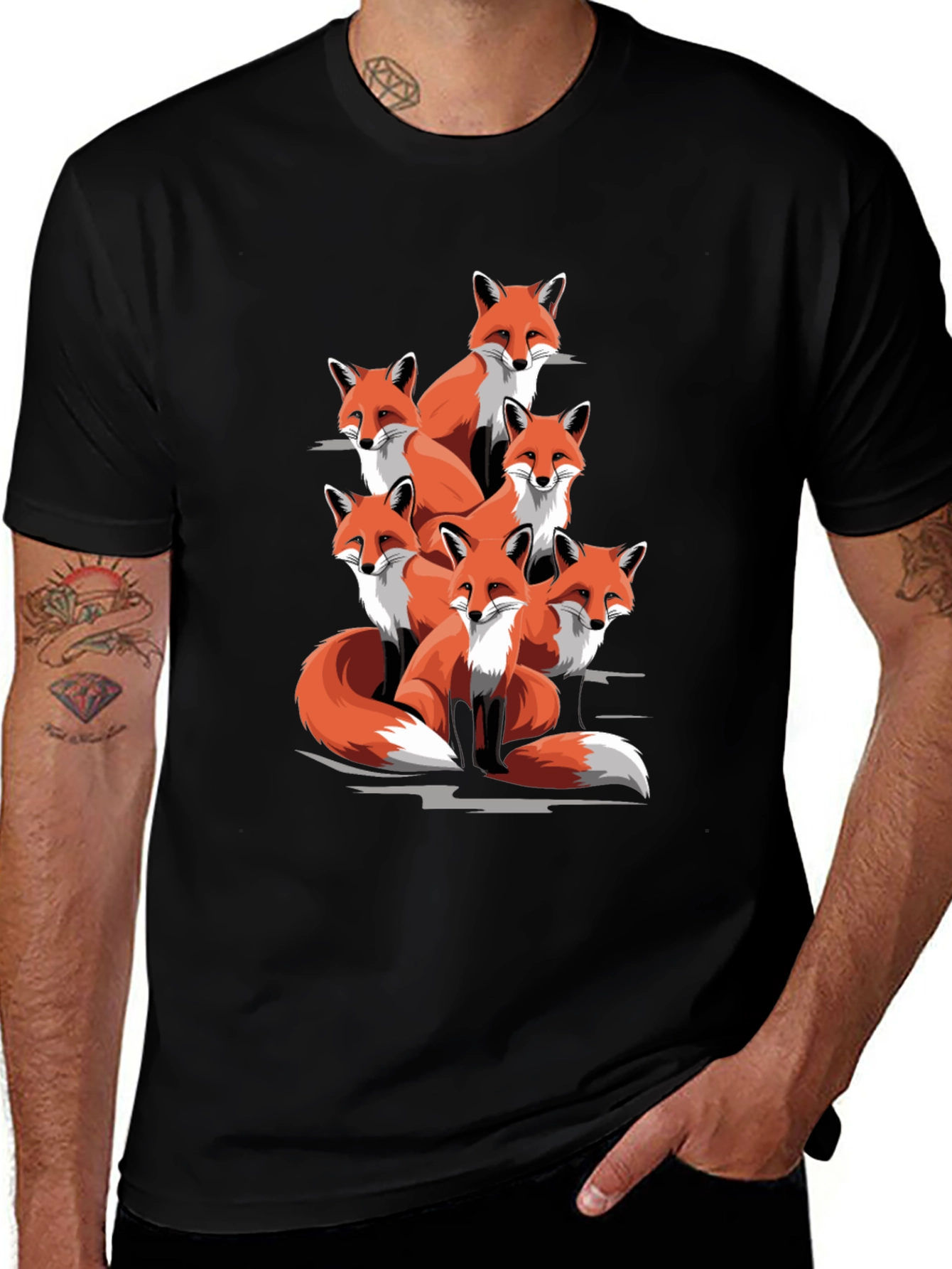 Fox Pack Graphic Tee - Mens Black T-Shirt