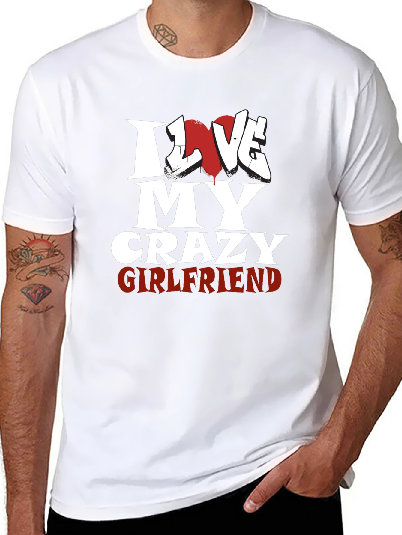 I Love My Crazy Girlfriend Black T-Shirt